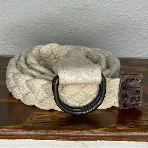 Abercrombie and Fitch Cream Braided Woven Belt - Picture 1 of 14